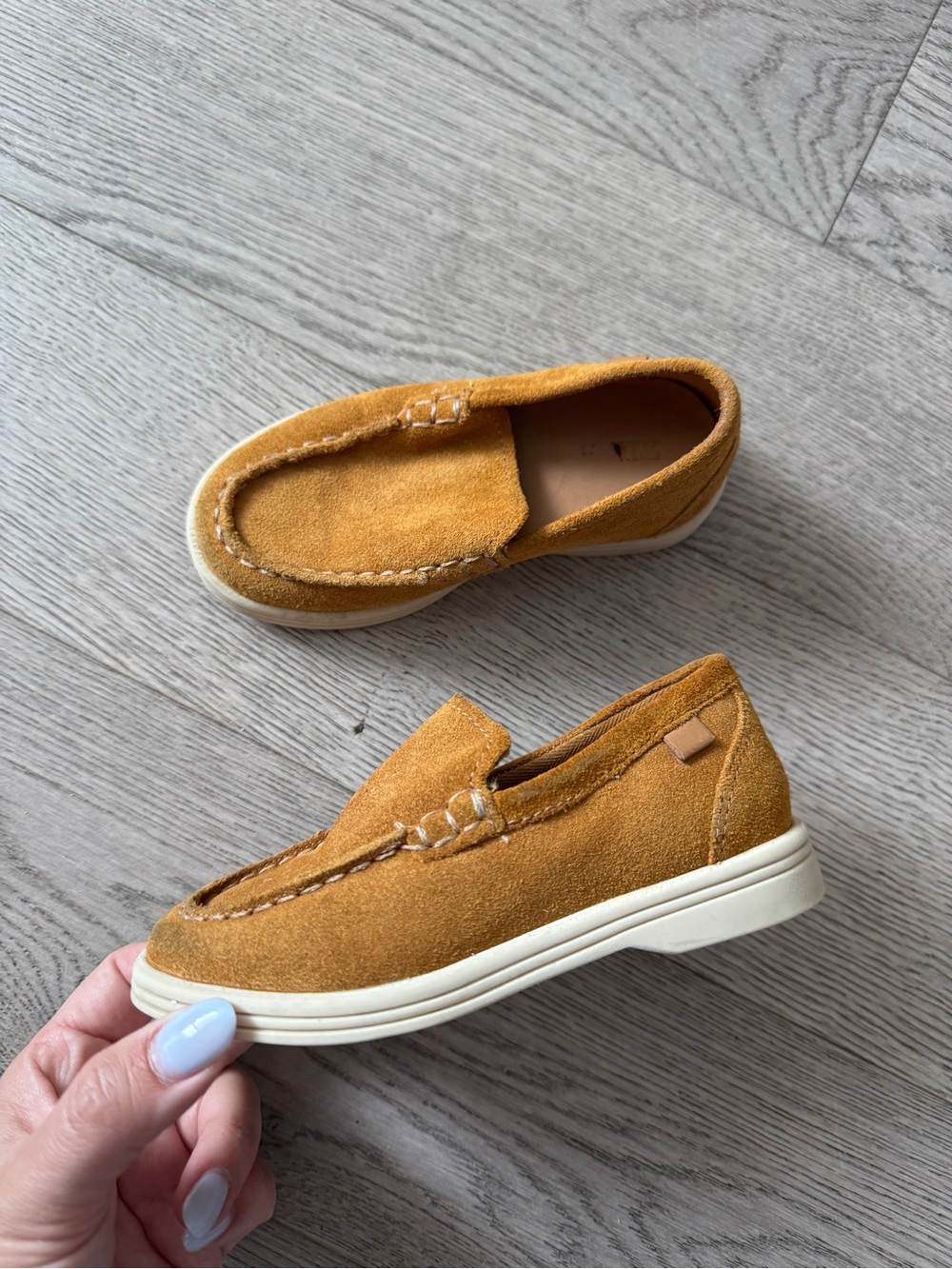 Little Boys Zara 25 Leather Deck Shoes Suede Moccasins Honey Brown 🍯 US9 Loafers